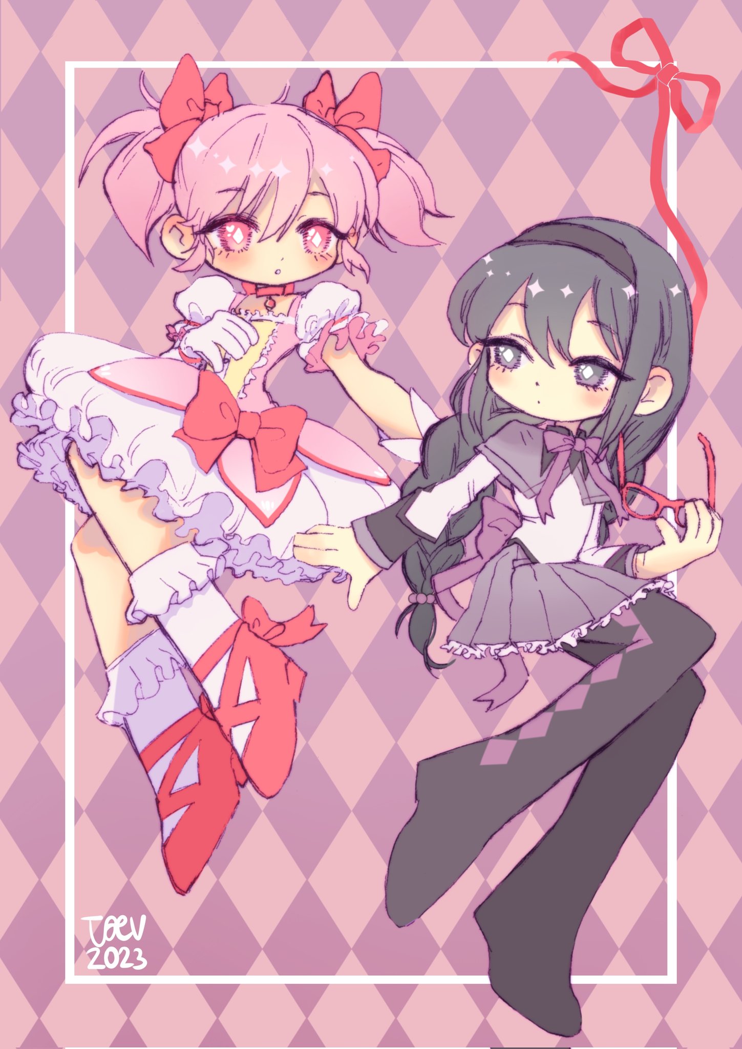 Ilustración de Madoka y Homura por TecitoV